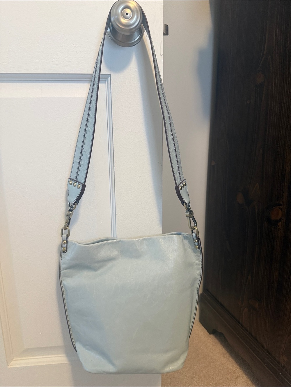 HOBO Pale Blue Leather Shoulder Bag